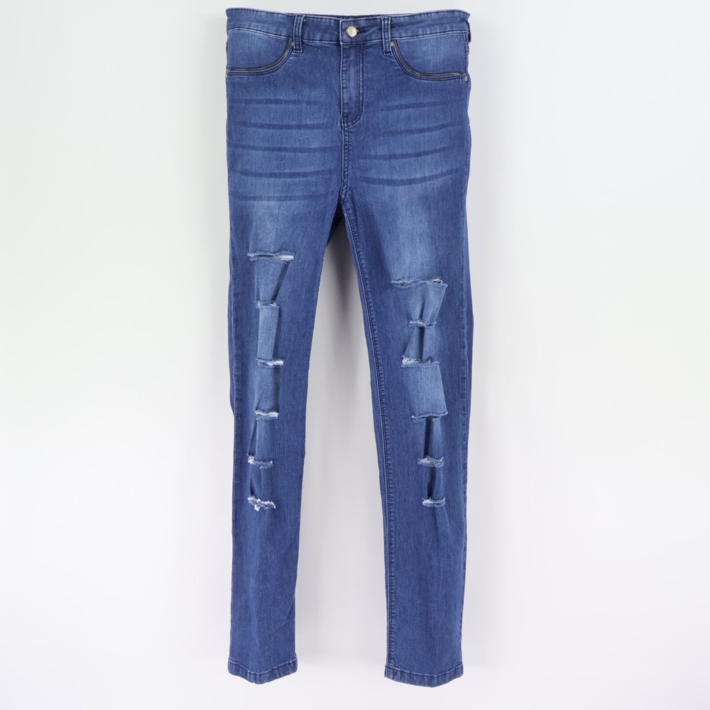 Balera Dancewear Jegging Jeans Women Size M Blue Distressed Stretch Cotton Blend